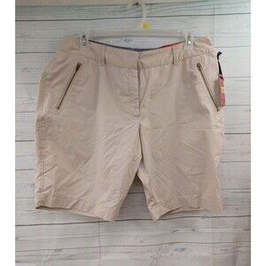 Sunset Rd Womens Bermuda Kakhi Shorts Sz 16 Beige Zip Pockets NWT